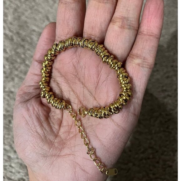 Gold statement bracelet chunky link chain cuff large bold vintage style metal - Picture 1 of 7